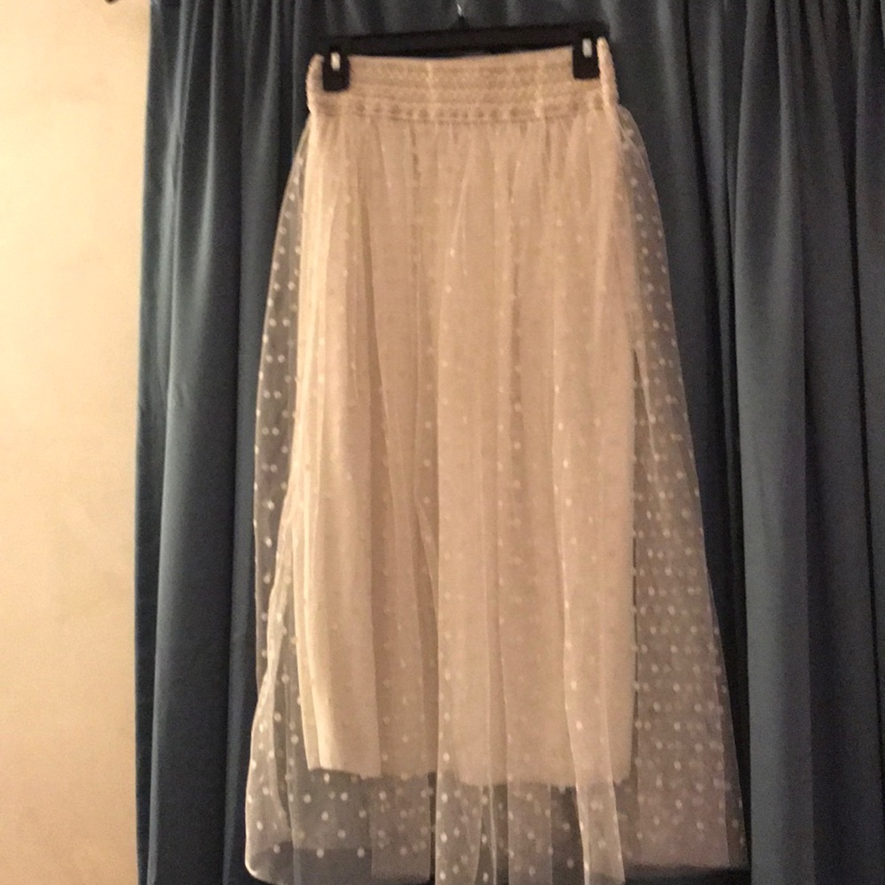 Cream tulle polka dot skirt